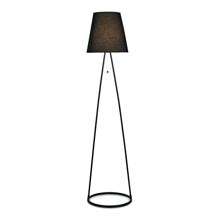 Deco Hayden Floor Lamp 1 Light E27 Matt Black c/w Black Fabric Shade • D0233