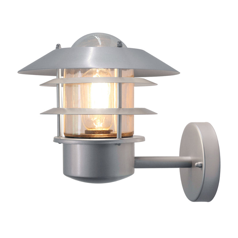 metallic silver outdoor wall light