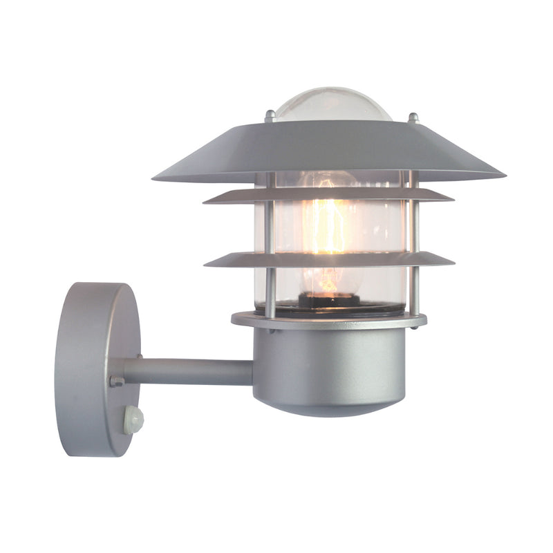 metallic silver outdoor wall light