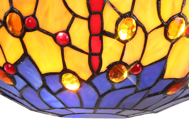 Regal Lighting SL-2030 Tiffany 2 Light Wall Uplighter Orange And Blue With Clear Crystal Shade