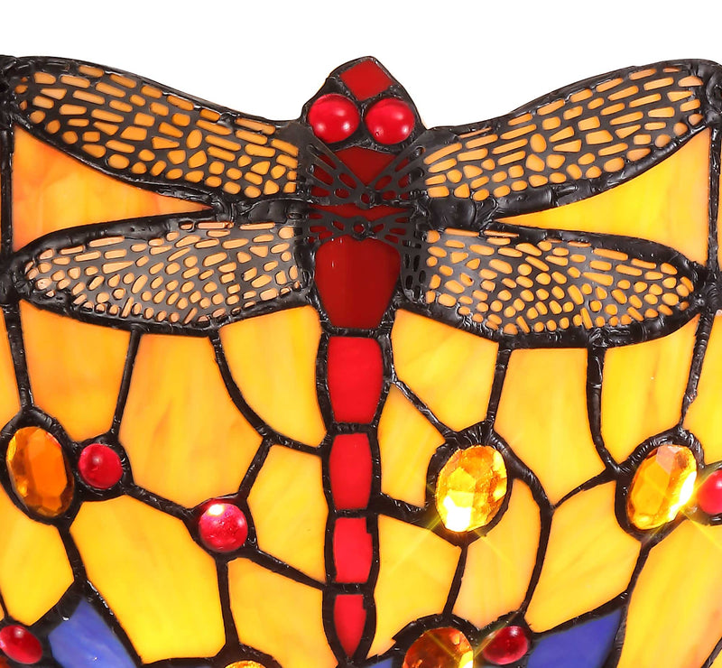 Regal Lighting SL-2030 Tiffany 2 Light Wall Uplighter Orange And Blue With Clear Crystal Shade