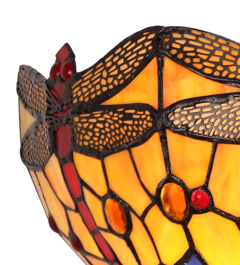 Regal Lighting SL-2030 Tiffany 2 Light Wall Uplighter Orange And Blue With Clear Crystal Shade