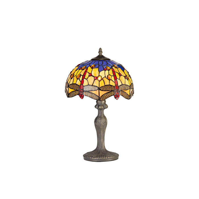 Regal Lighting SL-1419 1 Light Curved Tiffany Table Lamp 30cm Blue And Orange With Clear Crystal Shade