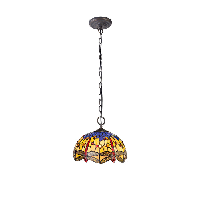 Regal Lighting SL-1416 2 Light 30cm Tiffany Pendant  Blue And Orange With Clear Crystal Shade