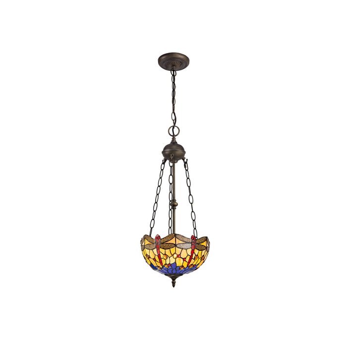 Regal Lighting SL-1412 2 Light 30cm Tiffany Uplighter Pendant  Blue And Orange With Clear Crystal Shade