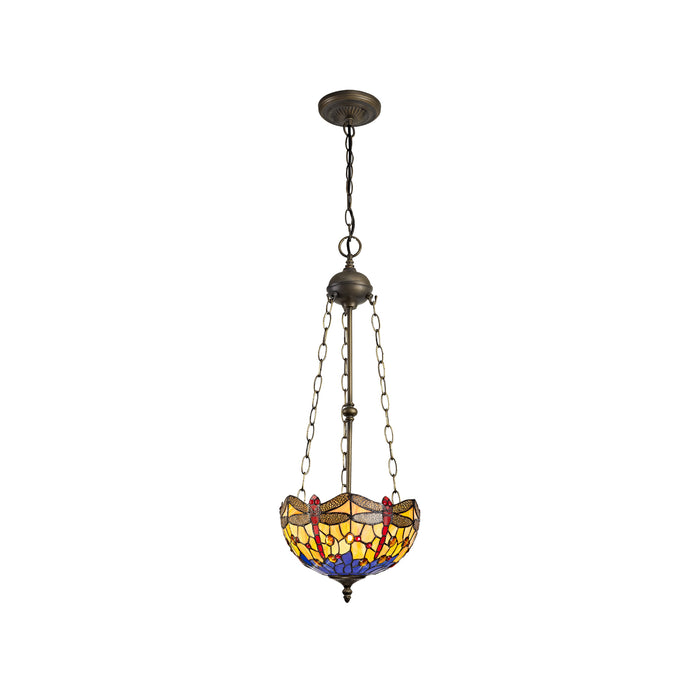 Regal Lighting SL-1411 3 Light 30cm Tiffany Uplighter Pendant Blue And Orange With Clear Crystal Shade
