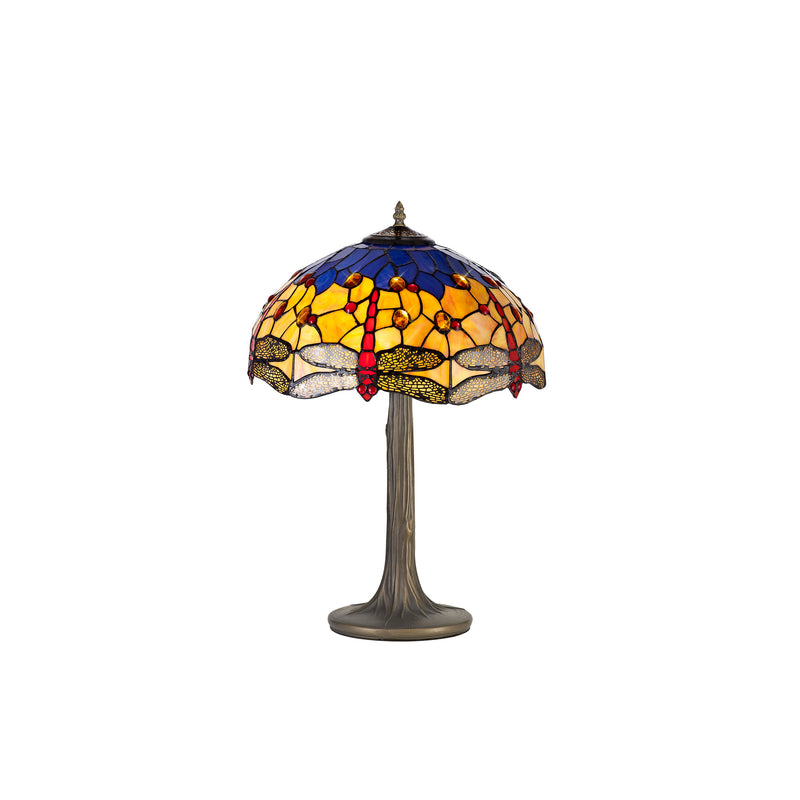 Regal Lighting SL-1410 2 Light Tree Tiffany Table Lamp 40cm Blue And Orange With Clear Crystal Shade