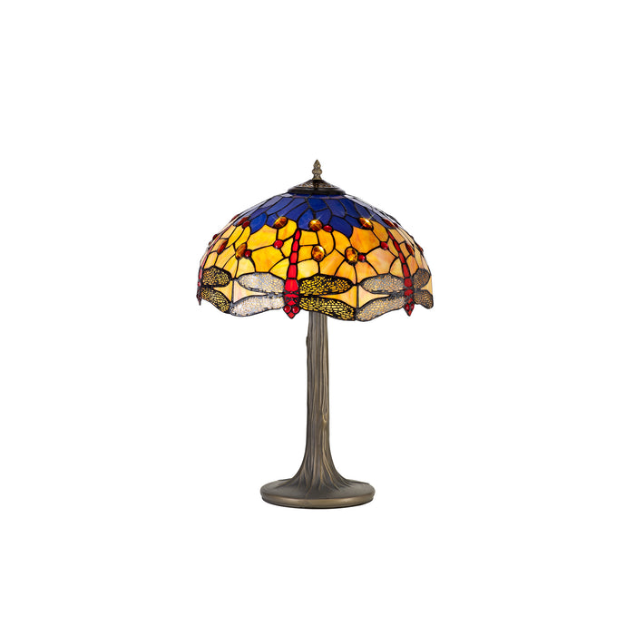 Regal Lighting SL-1410 2 Light Tree Tiffany Table Lamp 40cm Blue And Orange With Clear Crystal Shade