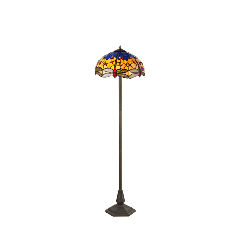 Regal Lighting SL-1403 2 Light Octagonal Tiffany Floor Lamp 40cm Blue And Orange With Clear Crystal Shade
