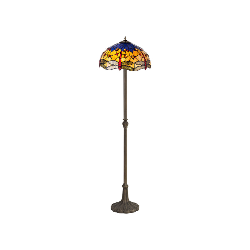 Regal Lighting SL-1402 2 Light Leaf Tiffany Floor Lamp 40cm Blue And Orange With Clear Crystal Shade