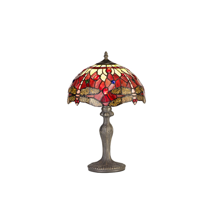 Regal Lighting SL-1398 1 Light Curved Tiffany Table Lamp 30cm Purple And Pink With Clear Crystal Shade