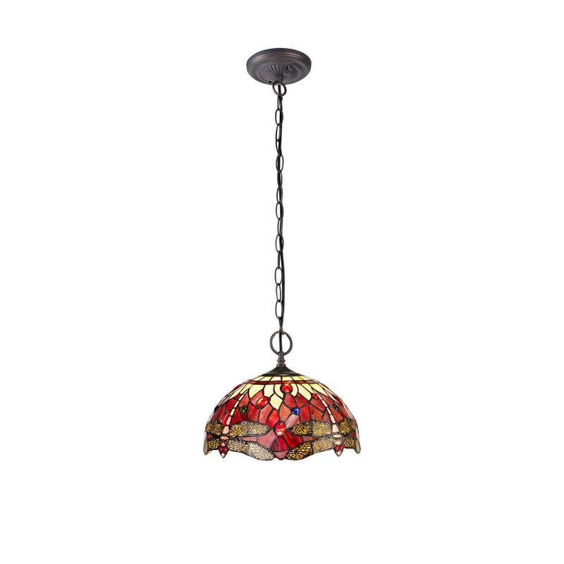 Regal Lighting SL-1395 2 Light 30cm Tiffany Pendant  Purple And Pink With Clear Crystal Shade