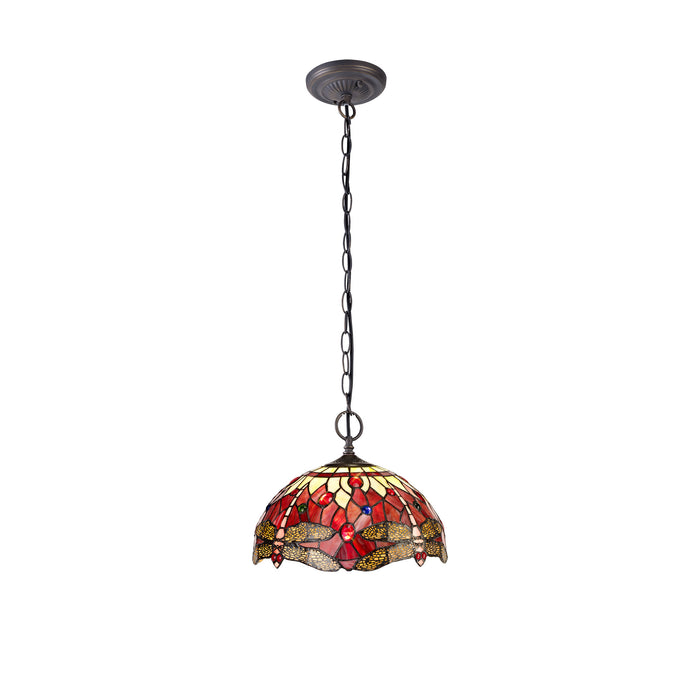 Regal Lighting SL-1395 2 Light 30cm Tiffany Pendant  Purple And Pink With Clear Crystal Shade