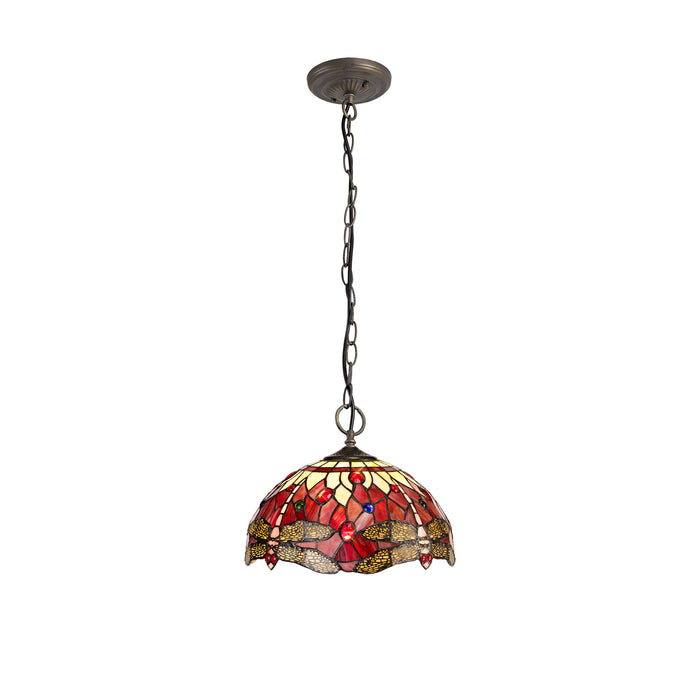 Regal Lighting SL-1394 3 Light 30cm Tiffany Pendant  Purple And Pink With Clear Crystal Shade
