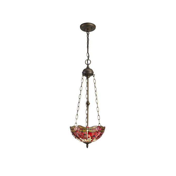 Regal Lighting SL-1390 3 Light 30cm Tiffany Uplighter Pendant Purple And Pink With Clear Crystal Shade