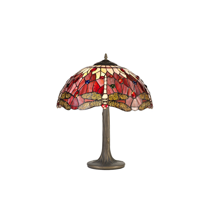 Regal Lighting SL-1389 2 Light Tree Tiffany Table Lamp 40cm Purple And Pink With Clear Crystal Shade