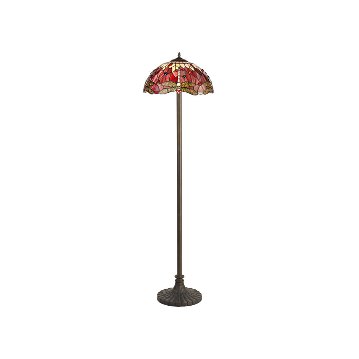 Regal Lighting SL-1380 2 Light Stepped Tiffany Floor Lamp 40cm Purple And Pink With Clear Crystal Shade