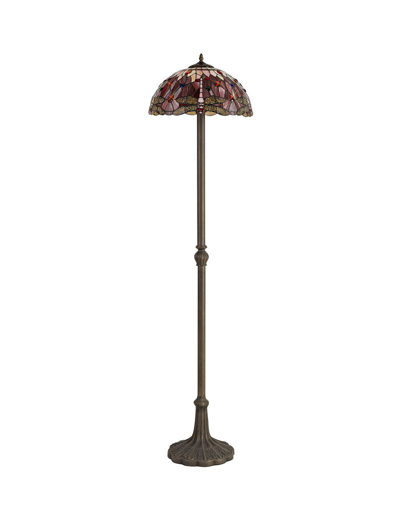 Regal Lighting SL-1379 2 Light Leaf Tiffany Floor Lamp 40cm Purple And Pink With Clear Crystal Shade