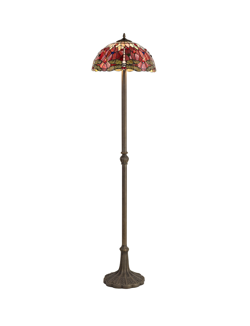 Regal Lighting SL-1379 2 Light Leaf Tiffany Floor Lamp 40cm Purple And Pink With Clear Crystal Shade
