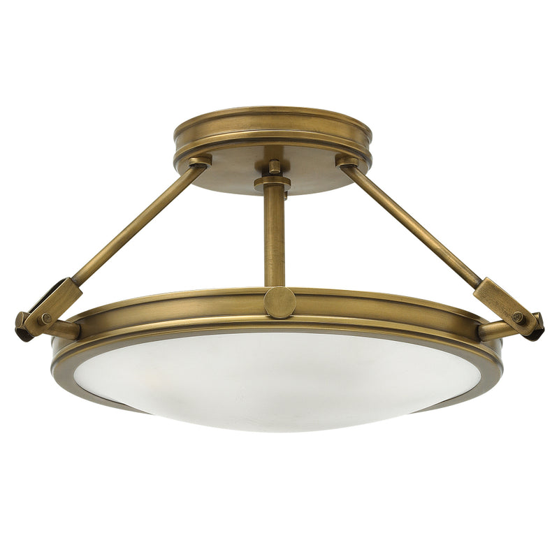 Hinkley HK-COLLIER-SF-S Collier 3 Light Heritage Brass Small Semi-Flush Ceiling Light