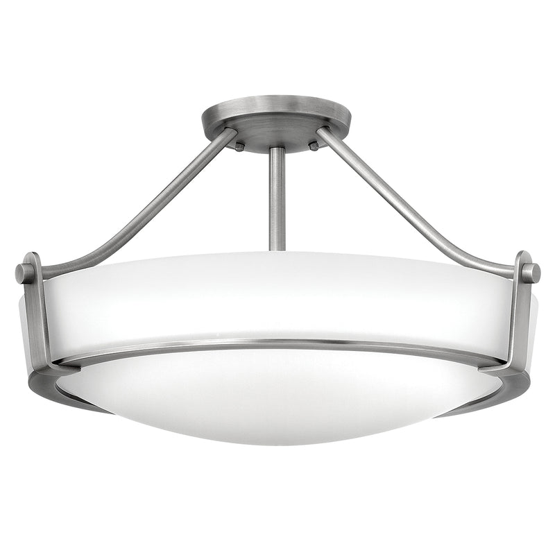 metal and white hanging ceiling light
