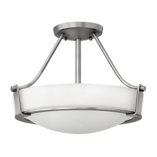 metal and white hanging ceiling light