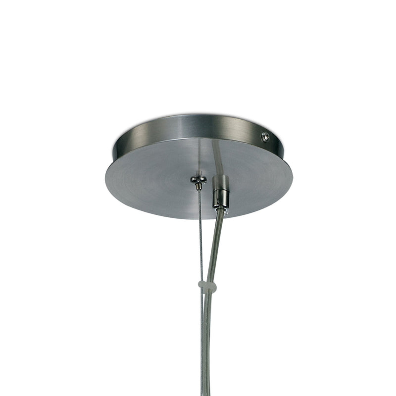 Deco Hof Single Pendant 1 Light E27, Satin Nickel/ Frosted Ribbed Glass Shade • D0272