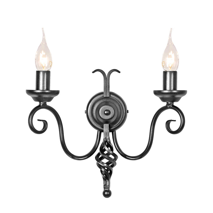 Elstead Lighting HR2/A BLK Harlech 2 Light Wall Light Black Finish