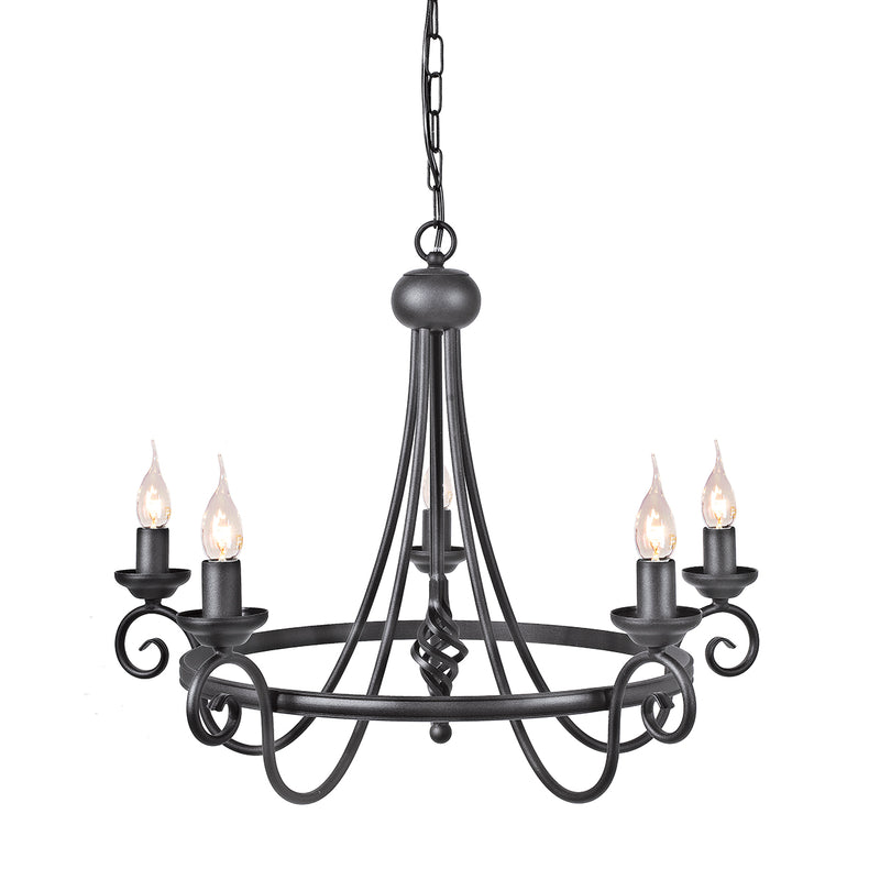 Elstead Lighting HR5-BLACK BLK Harlech 5 Light Chandelier Black Finish