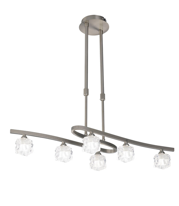 Mantra M1851 Ice Rectangular Telescopic Semi Flush Convertible 6 Light G9 ECO, Satin Nickel • M1851