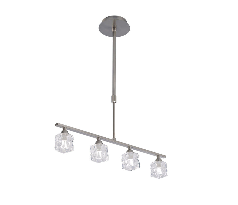 Mantra M1857 Ice Linear Pendant 4 Light G9 ECO Bar, Satin Nickel • M1857