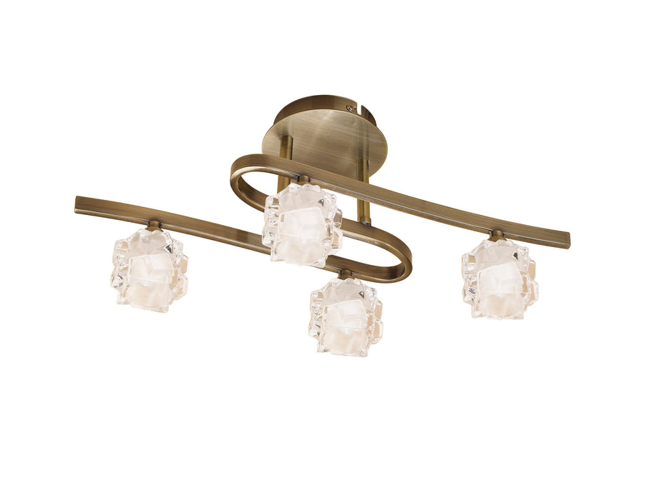 Mantra M1863 Ice Square Ceiling 4 Light G9 ECO, Antique Brass • M1863