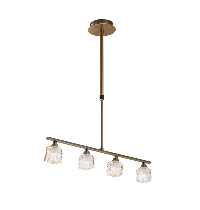 Mantra M1867 Ice Linear Pendant 4 Light G9 ECO Bar, Antique Brass • M1867