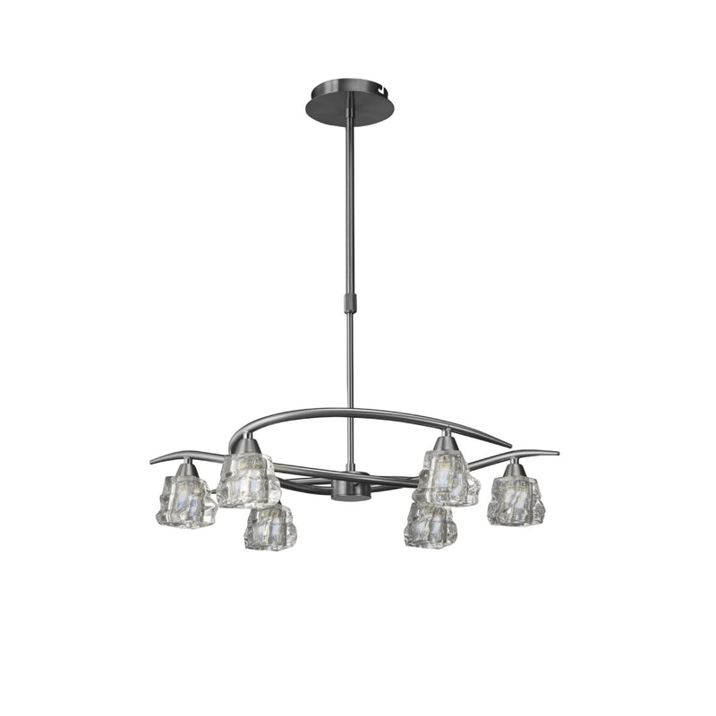Mantra M3750 Iku Telescopic Semi Flush Convertible 6 Light G9, Satin Nickel • M3750