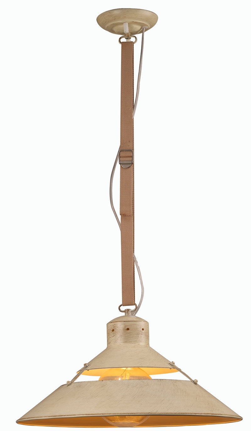 Mantra M5430 Industrial Ceiling 1 Light 40W E27 Large, Sand Metal, Beige Belt • M5430