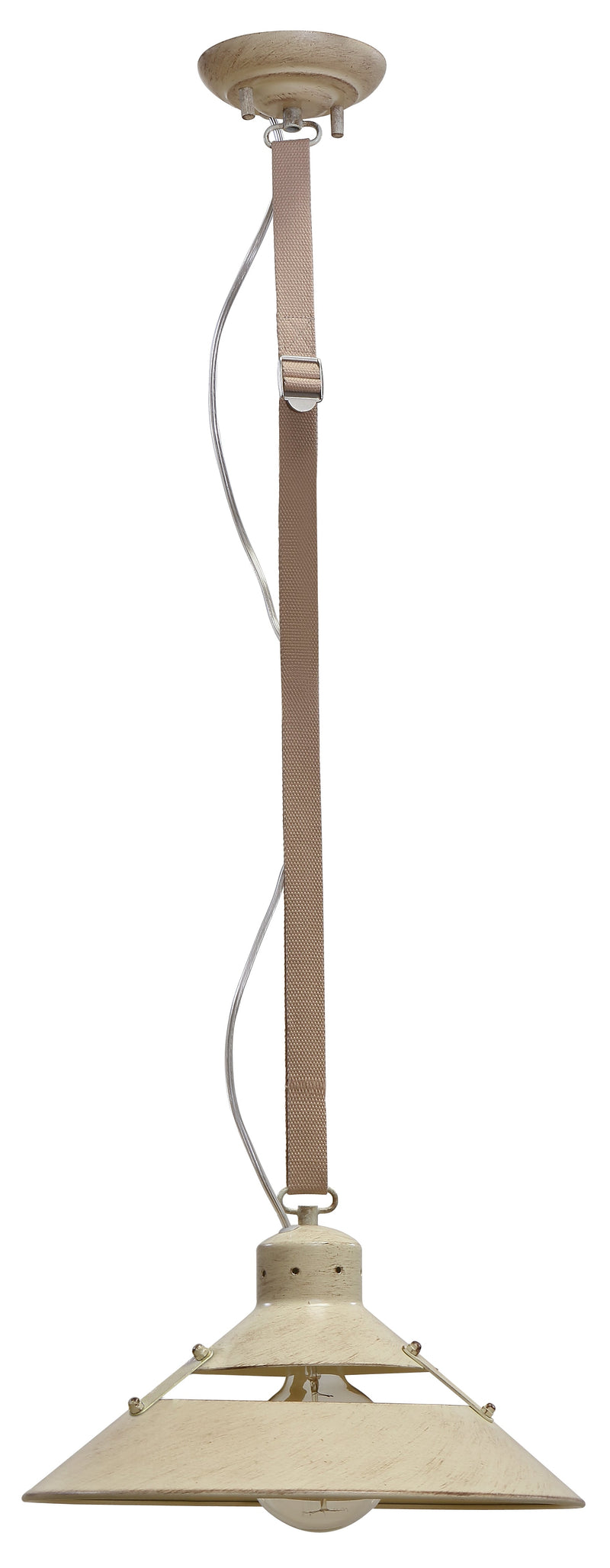 Mantra M5431 Industrial Ceiling 1 Light 40W E27 Medium, Sand Metal, Beige Belt • M5431