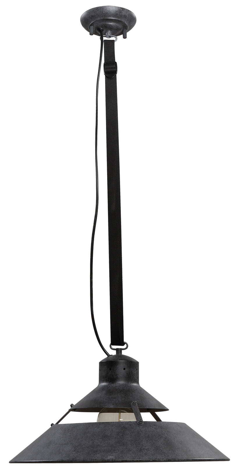 Mantra M5440 Industrial Ceiling 1 Light 40W E27 Large, Oxide Metal, Black Belt • M5440