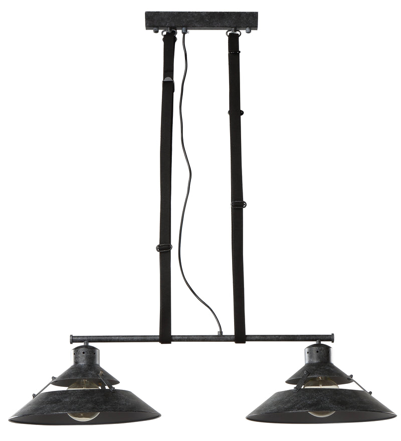 Mantra M5443 Industrial Linear Pendant 2 Light 2x40W E27, Oxide Metal, Black Belt • M5443