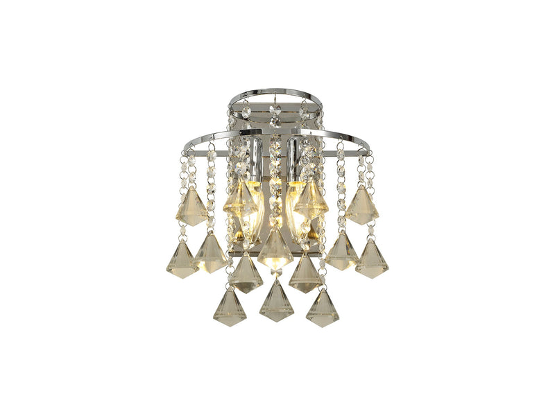 Diyas Inina Wall Lamp Switched 2 Light E14 Polished Chrome/Crystal • IL30774
