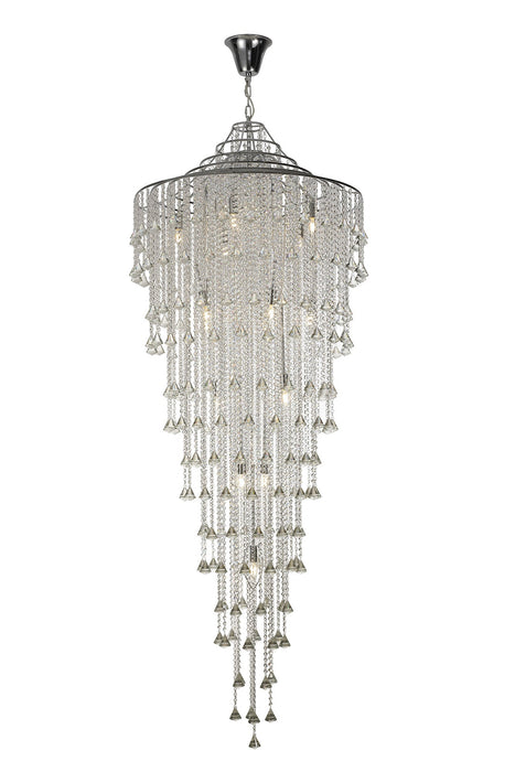 Diyas Inina Tall Pendant 15 Light E14 Polished Chrome/Crystal Item Weight: 29.7kg • IL30776