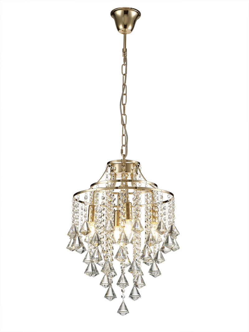 Diyas Inina Pendant 4 Light E14 French Gold/Crystal • IL32771