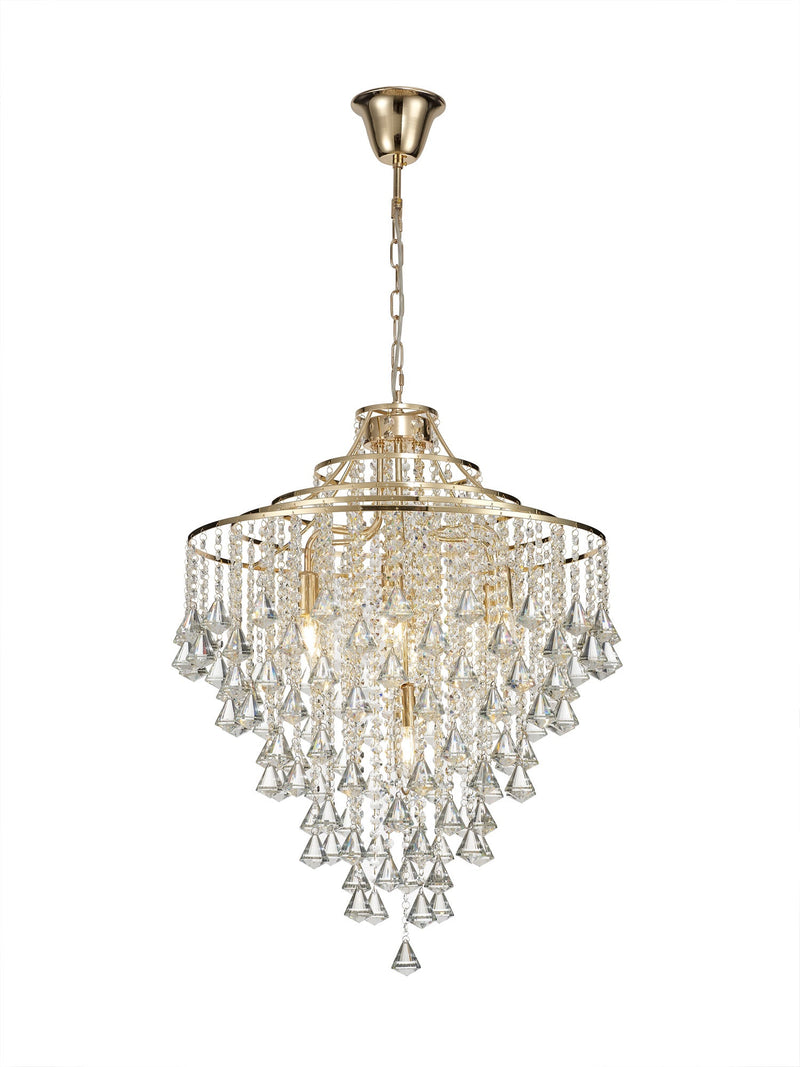Diyas Inina Pendant 7 Light E14 French Gold/Crystal • IL32772