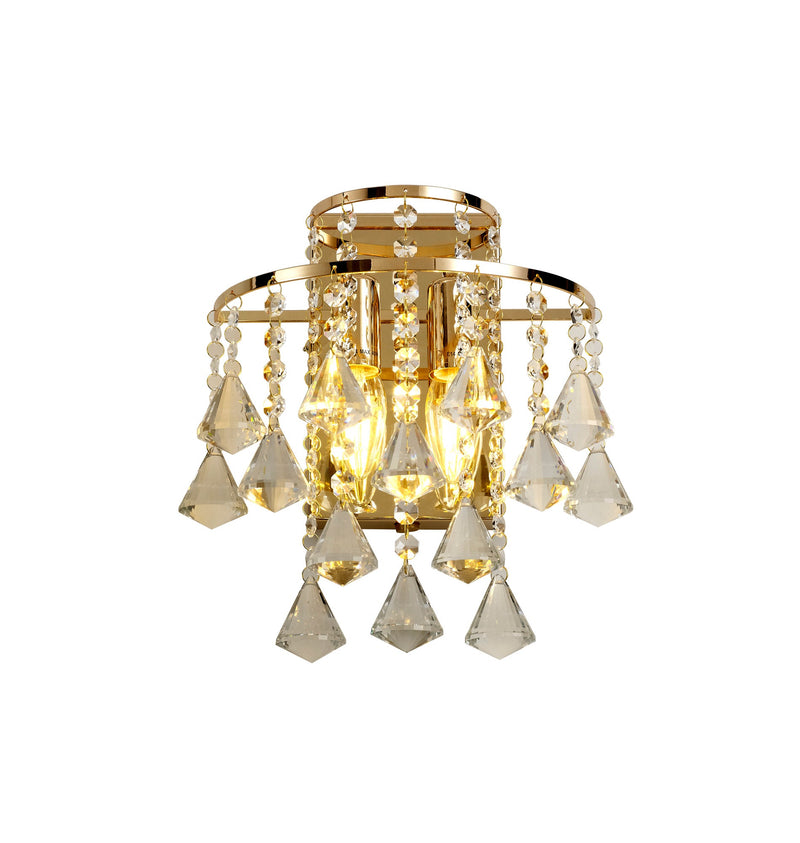 Diyas Inina Wall Lamp Switched 2 Light E14 French Gold/Crystal • IL32774