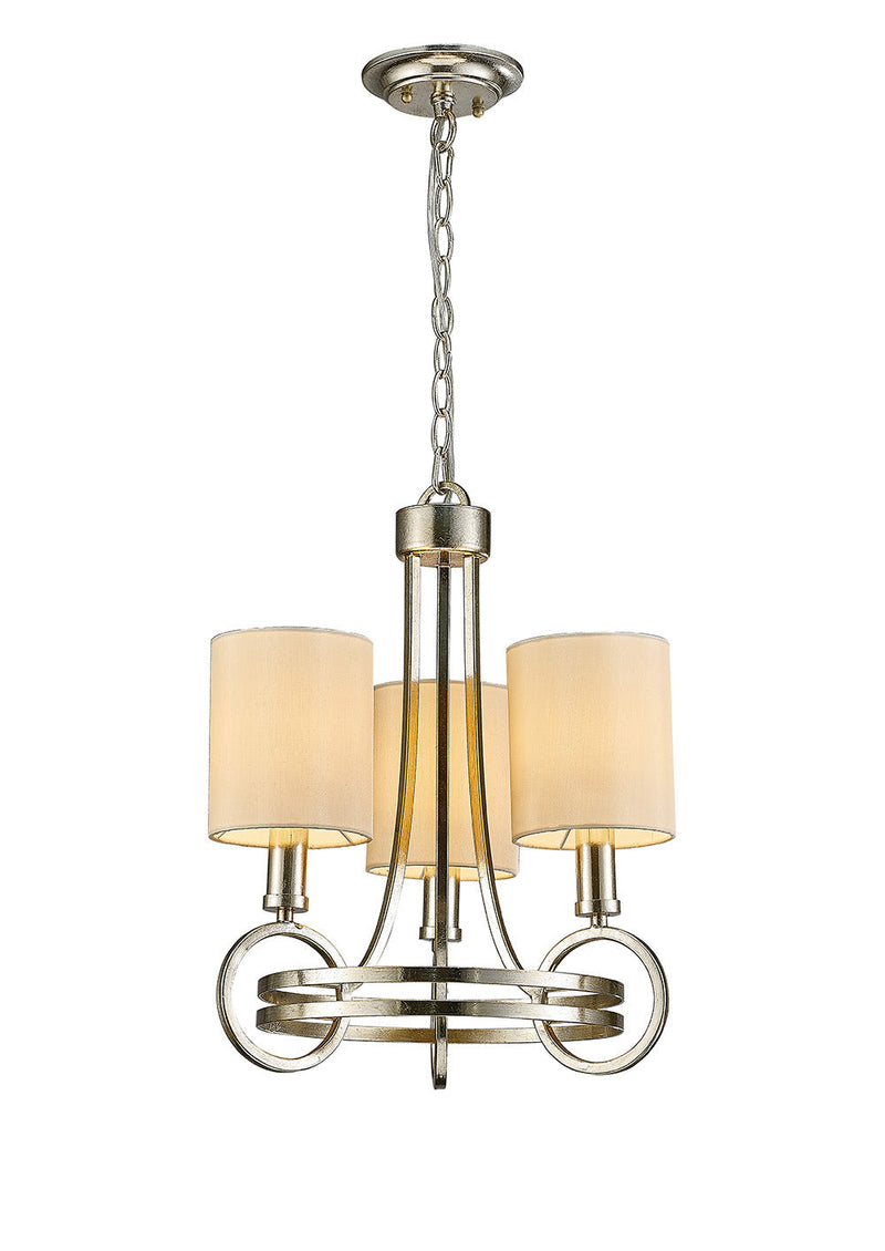 Diyas Isabella Pendant With Beige Shade 3 Light E14 Antique Silver/Teak Plated • IL31701