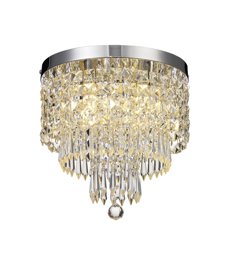 Regal lighting SL-2225 4 Light Flush Ceiling Light Polished Chrome And Crystal IP44