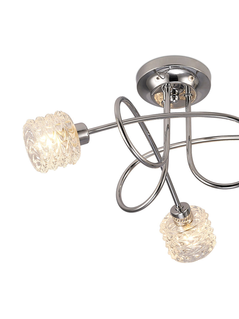 Deco Jada Ceiling 3 Light G9 Polished Chrome/ Clear Textured Glass • D0068