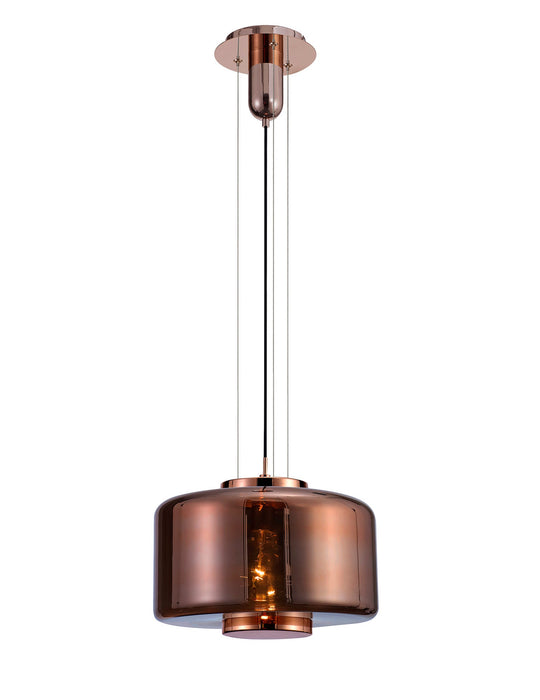 Mantra M6190 Jarras Pendant 40cm Round, 1 x E27 (Max 40W), Copper / Rose Gold Glass • M6190