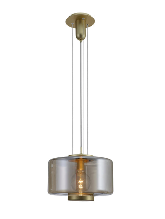 Mantra M6192 Jarras Pendant 40cm Round, 1 x E27 (Max 40W), Matt Gold / Cognac Glass • M6192