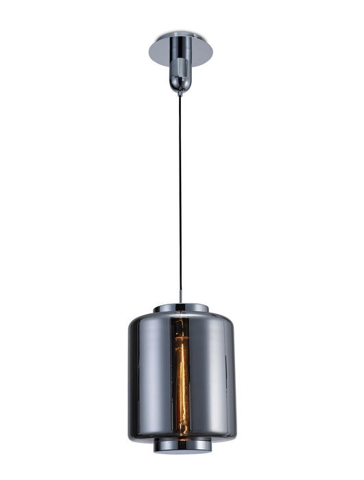 Mantra M6194 Jarras Pendant 30cm Round, 1 x E27 (Max 40W), Chrome / Ash Grey Glass • M6194