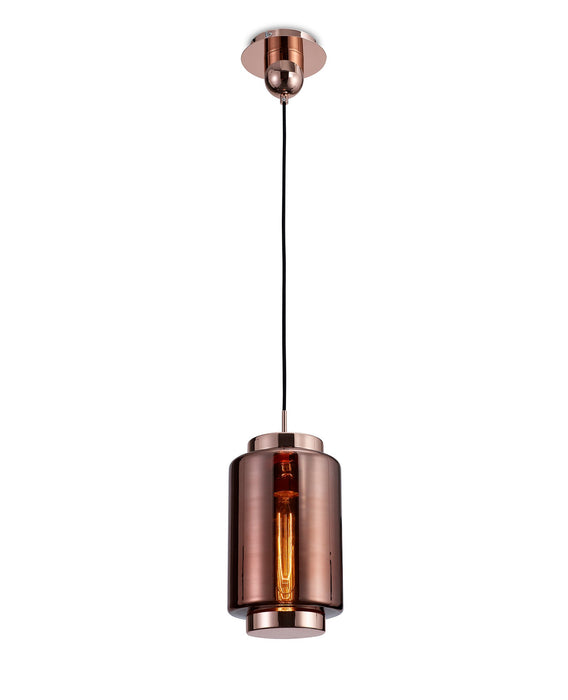 Mantra M6199 Jarras Pendant 20cm Round, 1 x E27 (Max 40W), Copper / Rose Gold Glass • M6199